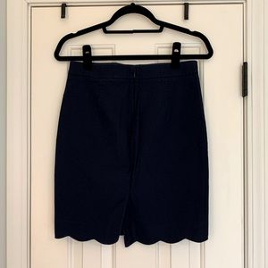 J. Crew Navy Blue Pencil Skirt with Scalloped Edges Size 0